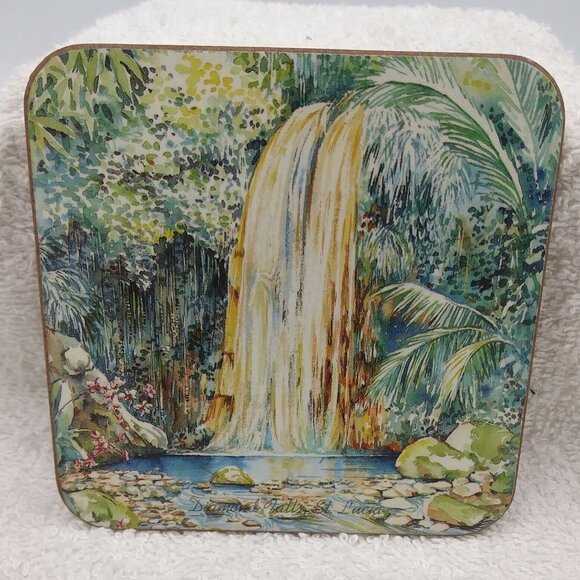 Pimpernel St. Lucia Coasters - Set of 6 -Cork Backing - Artwork - Beach Tropical - Picture 10 of 15